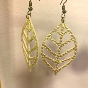 Gold faux leather med earrings